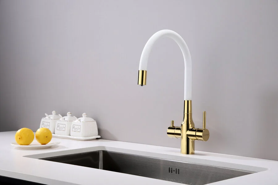 Смеситель для кухни Paulmark Salix золото/белый, современные, hi-tech - фото 3