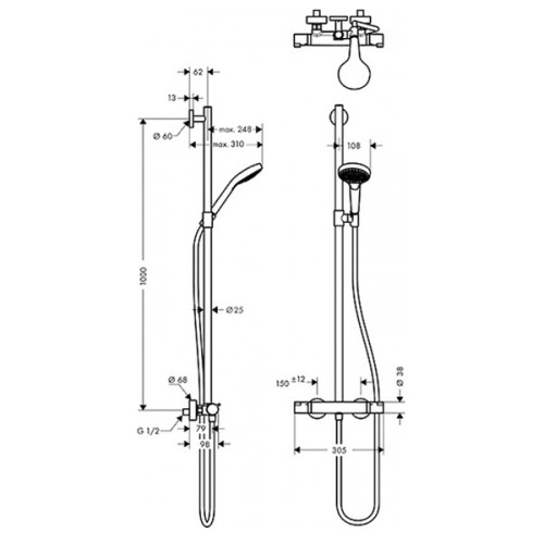 Душевая система Hansgrohe Croma Select S 27249400 - фото 2