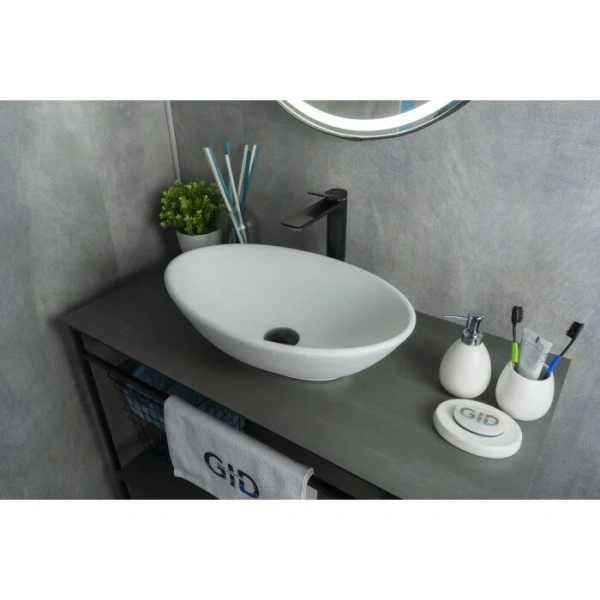 Раковина GID Lago Wm9021 52 см белая матовая, в форме чаши, круглой формы - фото 5