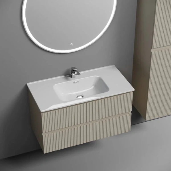 Тумба под раковину подвесная Sancos Snob T 90 см Beige Soft, моноблок - фото 5