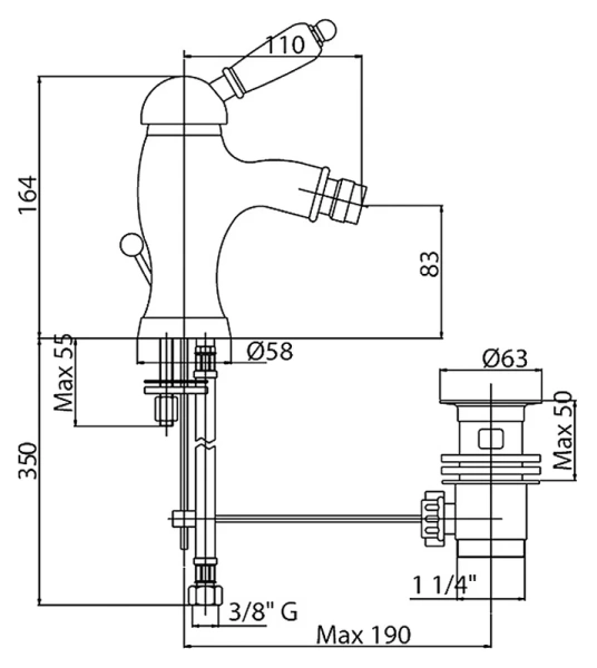 Смеситель для биде Cezares Vintage золото 24 карат ручка Swarovski - фото 2