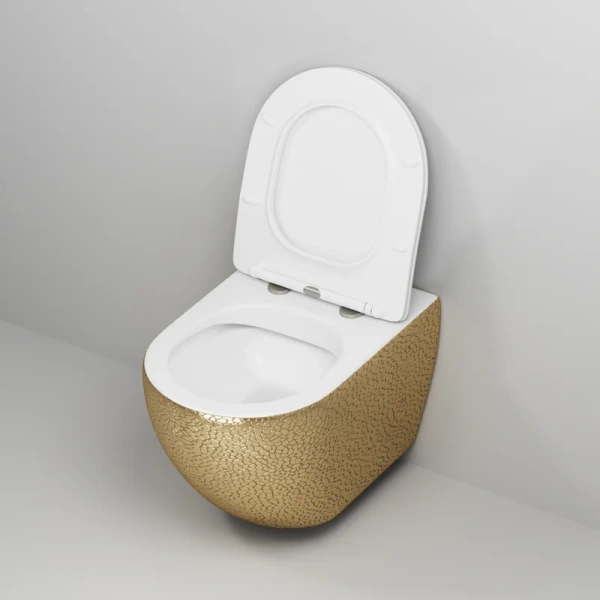 Унитаз подвесной Grossman Color золото/белый, с горизонтальным, прямым выпуском, с прямым выпуском - фото 7