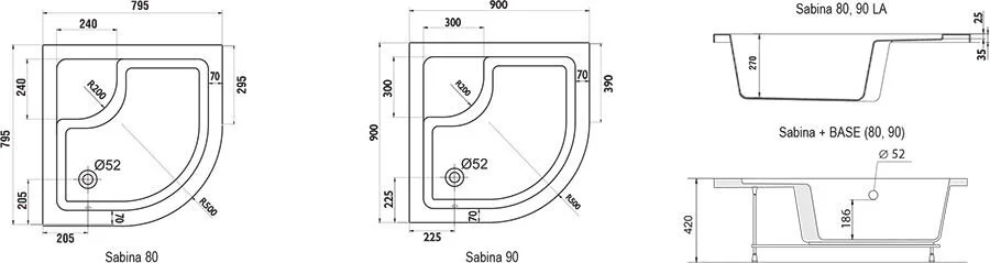 Душевой поддон, цвет белый, Ravak Sabina LA 80 A214001020 index_1 - фото 4