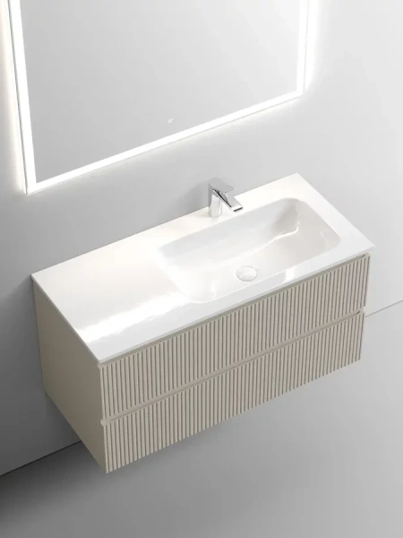 Тумба под раковину подвесная Sancos Snob T 100 см правая, beige soft, бежевая - фото 7