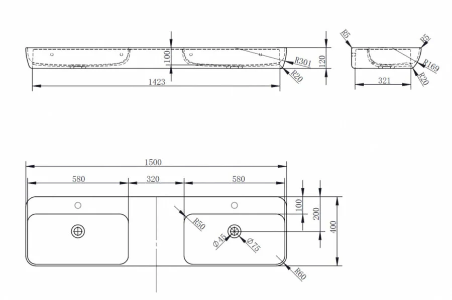 Раковина Abber Kristall 150 см красная - фото 2