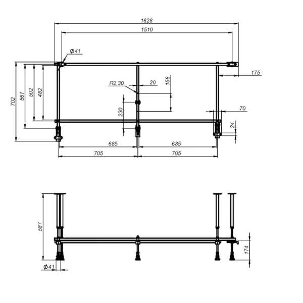 Каркас для ванны Am.Pm X-Joy 170х70 см угловой - фото 2
