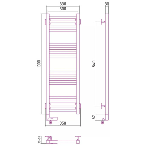 Полотенцесушитель электрический Сунержа Модус 2.0 30x100 см без покрытия - фото 3