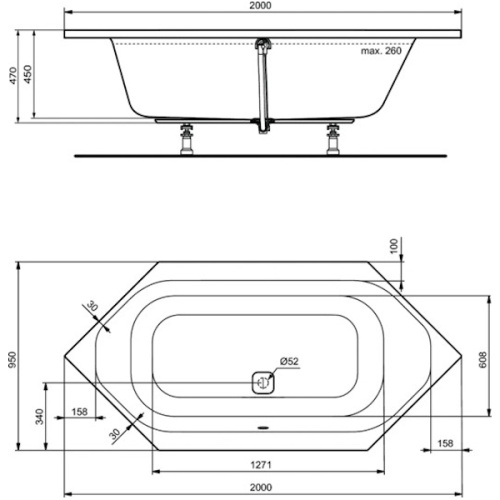 Ванна акриловая Ideal Standard Tonic II K7470 200х95 см встраиваемая - фото 3