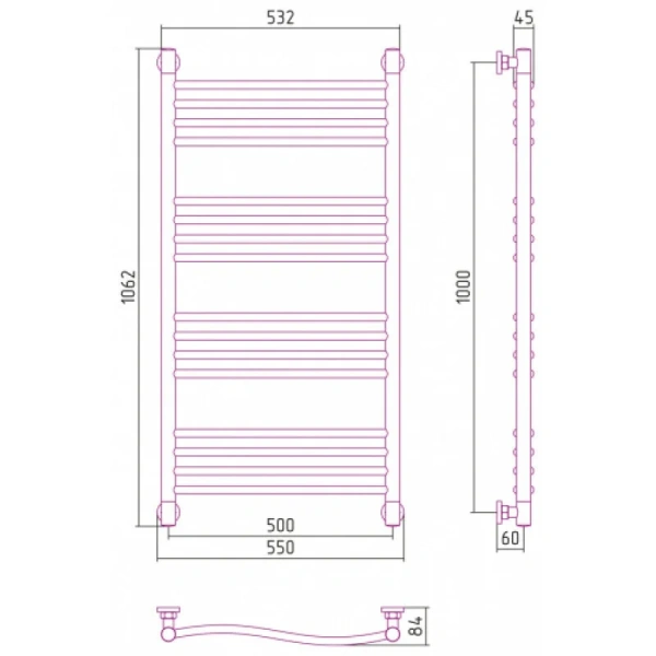 Полотенцесушитель водяной Сунержа Флюид+ 50х100 см белый, современные, hi-tech - фото 2