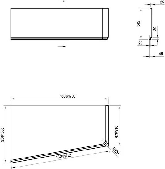 Передняя панель для ванны левая Ravak 10° 170х100, в наличии - фото 3