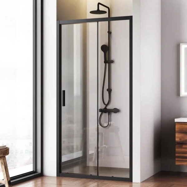 Душевая дверь в нишу AM.PM Gem Solo 100 см профиль черный стекло прозрачное, черные - фото 4