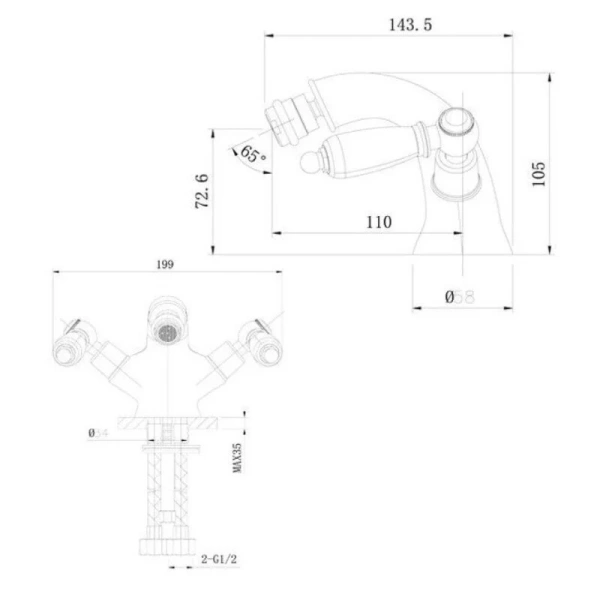Смеситель Caprigo Adria-Classic 03M-530-crm, для биде, цвет хром - фото 2