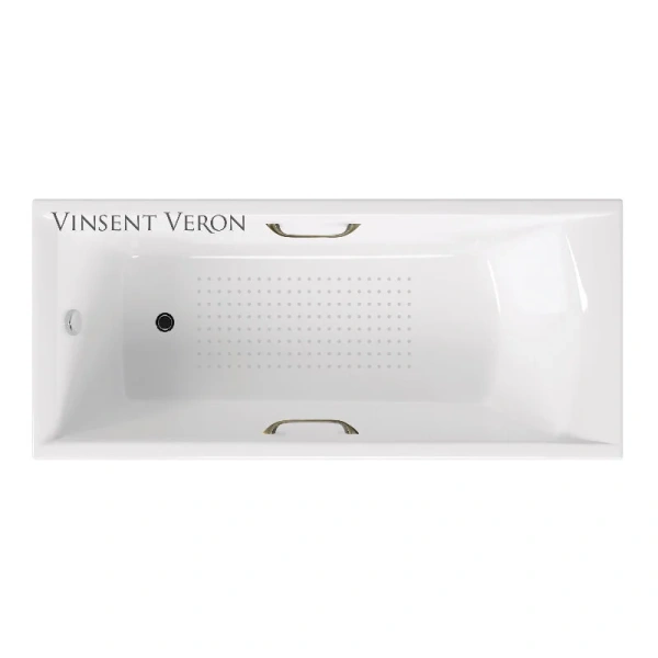 Чугунная ванна Vinsent Veron Devon VDV1908045H/VH0012BR-AS, 190 x 80 см, с антискользящим покрытием, ручки бронза, цвет белый - фото 1
