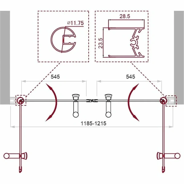 Душевая дверь в нишу BelBagno Uno 120 см стекло рифленое Punto - фото 4