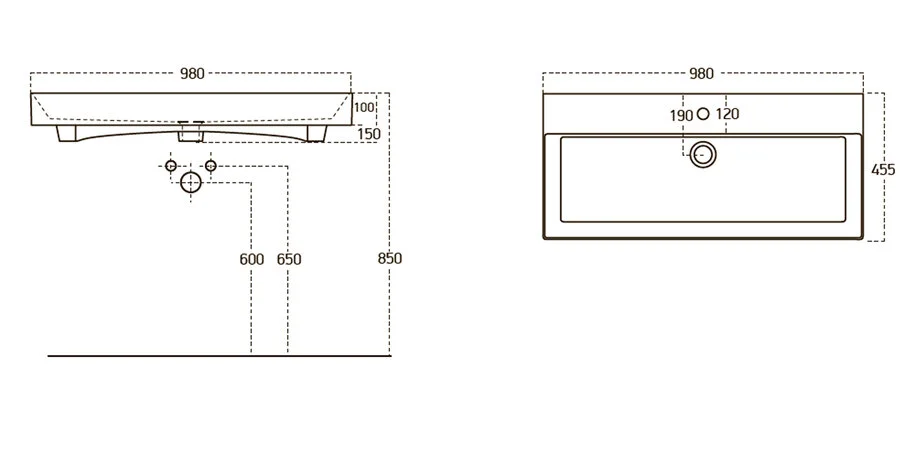 Раковина Stence 100 см, современные, hi-tech - фото 2
