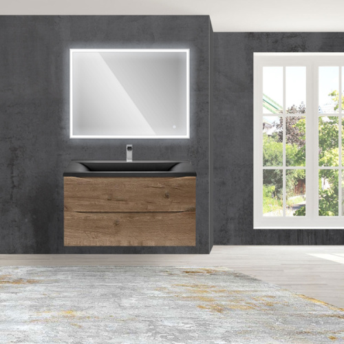 Тумба под раковину подвесная Vincea Mia 89 см V.Oak, современная, hi-tech, лофт - фото 3
