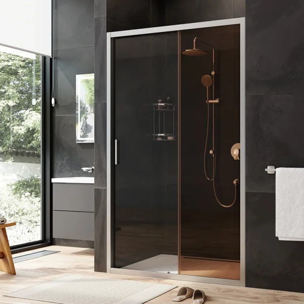 Душевая дверь в нишу AM.PM Gem Solo 120 см профиль хром стекло бронза - фото 1