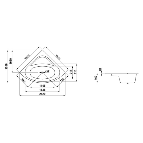 Ванна акриловая Laufen Solutions 150х150 см белая - фото 2