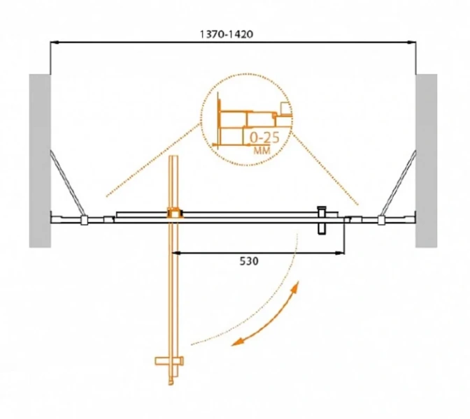 Душевая дверь в нишу Cezares Molveno 140 см распашная, современные, hi-tech - фото 2