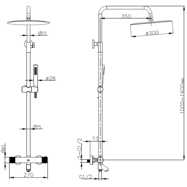 Душевая стойка Boheme Uno белая/золото, современные, hi-tech - фото 2