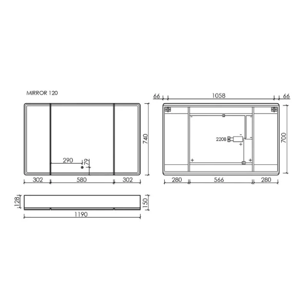 Зеркальный шкаф с подсветкой Sancos Mirror 120 см дуб галифакс - фото 2