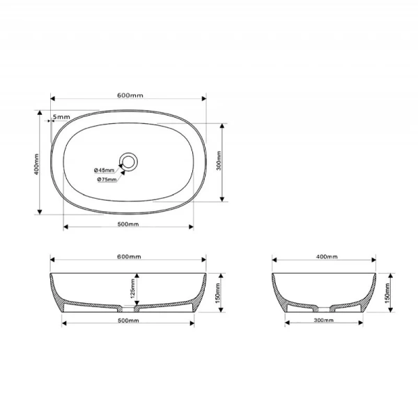 Раковина Abber Stein 60 см белая матовая - фото 2