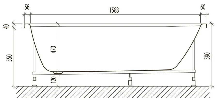Акриловая ванна Eurolux Оливия E1017075026, 170 х 75 см, белая, без гидромассажа, недорогие - фото 6