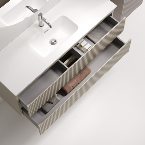 Тумба под раковину подвесная Sancos Snob R 120 см beige soft, современная, hi-tech - фото 3
