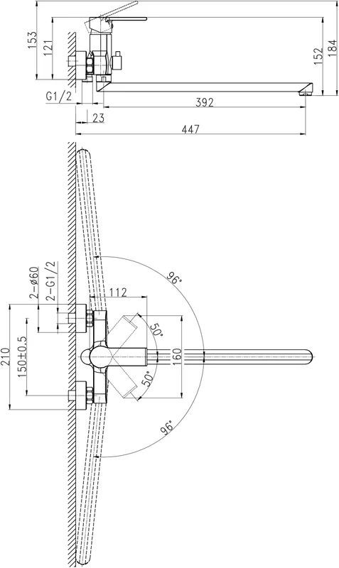 Смеситель для ванны Cersanit Brasko хром, современные, hi-tech index_1 - фото 13