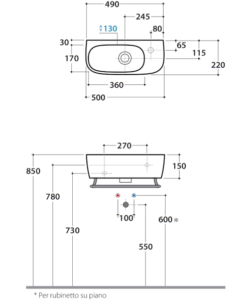 Раковина Globo Genesis GE046 - фото 3