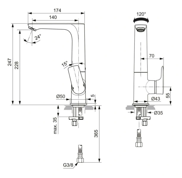 Смеситель для раковины Ideal Standard Connect Air хром - фото 2