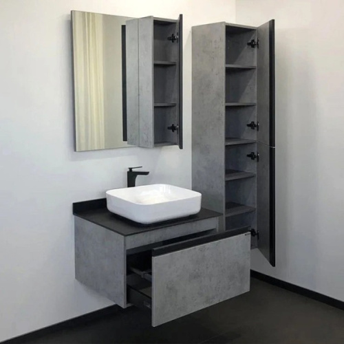 Тумба с раковиной подвесная Comforty Эдинбург 75 см бетон светлый, подвесная, пристенная - фото 4