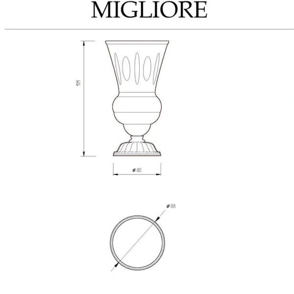 Стакан для ванной Migliore Luxor декор золото 24 карата, классические, ретро, декорированные - фото 2