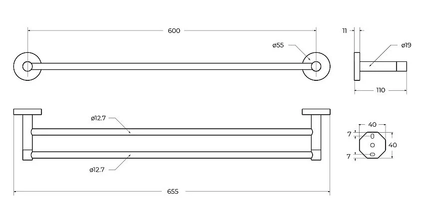 Полотенцедержатель Cezares Relax хром - фото 3