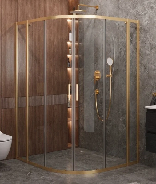 Душевой уголок Cezares Molveno 120х110 см стекло прозрачное профиль золото - фото 1
