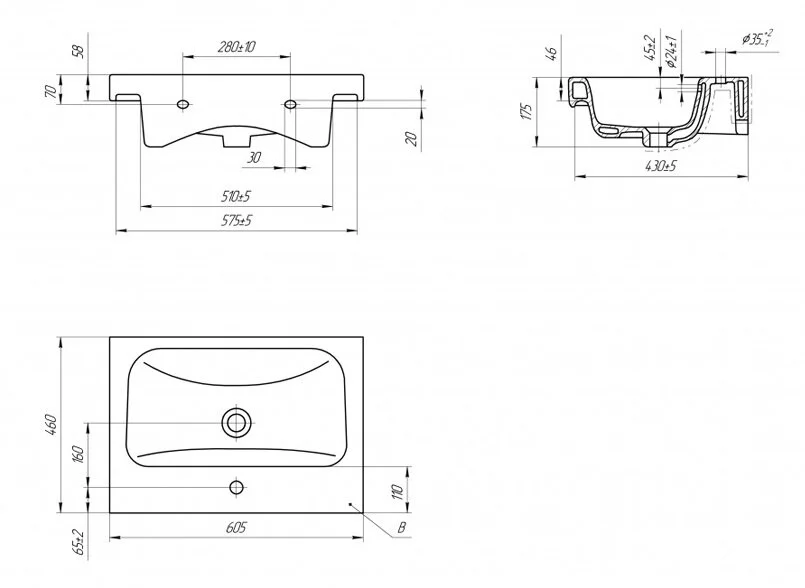 Раковина Cersanit Moduo 60 см подвесная - фото 2