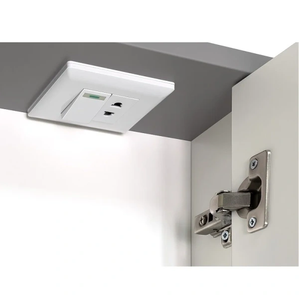 Зеркальный шкаф с подсветкой Brevita Balaton 75 см белый/серый, левый, навесные - фото 4