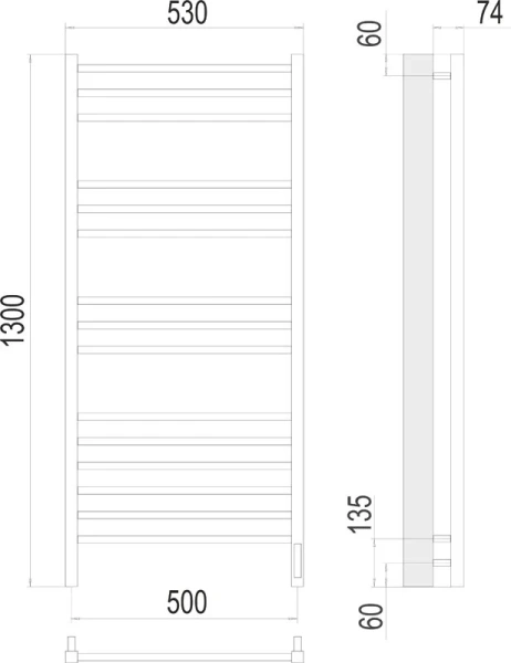 Полотенцесушитель электрический Terminus Сицилия П15 500x1300 хром - фото 2