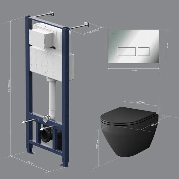 Унитаз с инсталляцией Am.Pm Spirit V2.0 черный, с инсталляцией index_1 - фото 5