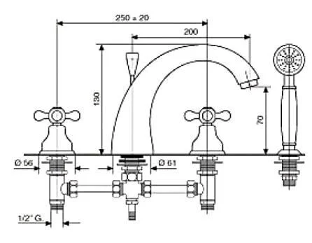 Смеситель для ванны Emmevi Deco Classic 12120 - фото 2