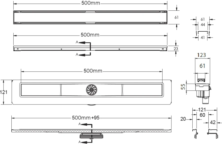 Душевой лоток BERGES B1 Antik 50 см вертикальный выпуск, нет в наличии - фото 7