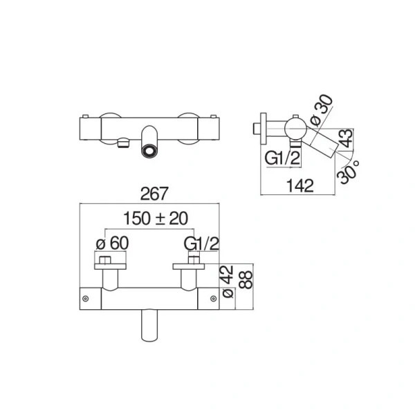 Смеситель для ванны Nobili Live LV00010/1 термостатический - фото 2