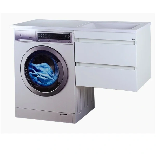 Тумба под раковину подвесная Misty Фостер 55 см белая, моноблок, для стиральной машины - фото 5