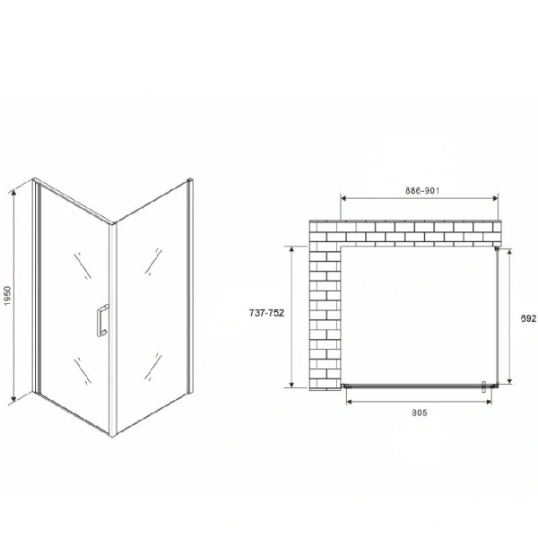 Душевой уголок Abber Sonnenstrand 90x75 см стекло матовое - фото 2