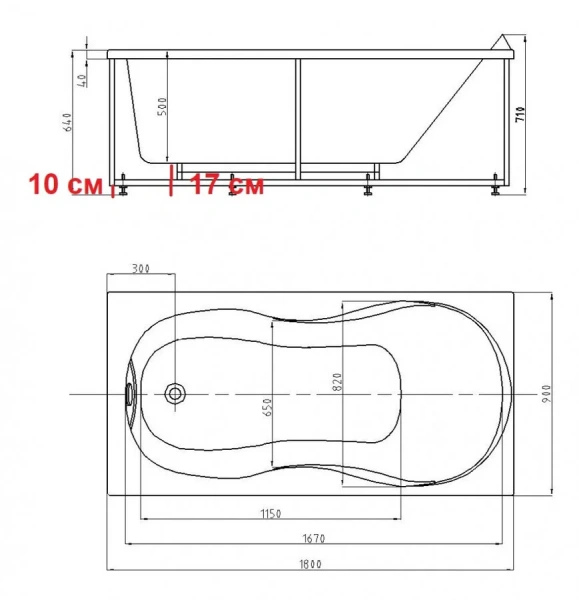 Ванна акриловая Акватек Мартиника 180x90 см с фронтальным экраном, слив слева, 180x90 см - фото 4