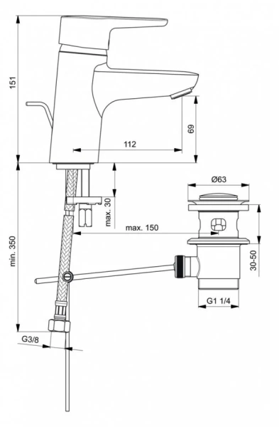 Смеситель для раковины Ideal Standard Connect Blue хром - фото 2