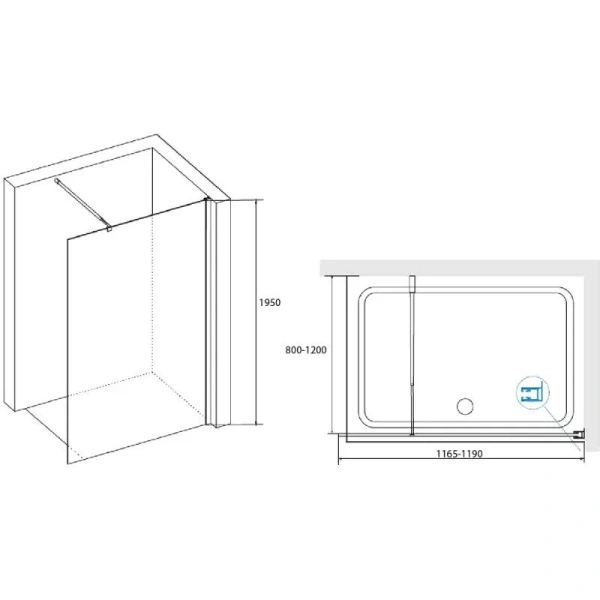 Душевая перегородка RGW Walk In WA-02-1 120 см профиль хром стекло рифленое - фото 2