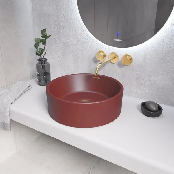 Раковина Grossman Color 41 см бордовая матовая - фото 3