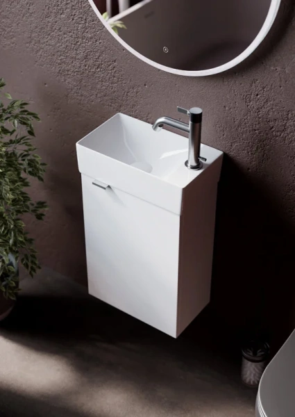 Тумба с раковиной подвесная Sancos Mini MN35W 37,5 см с распашной дверцей, под накладную раковину - фото 5