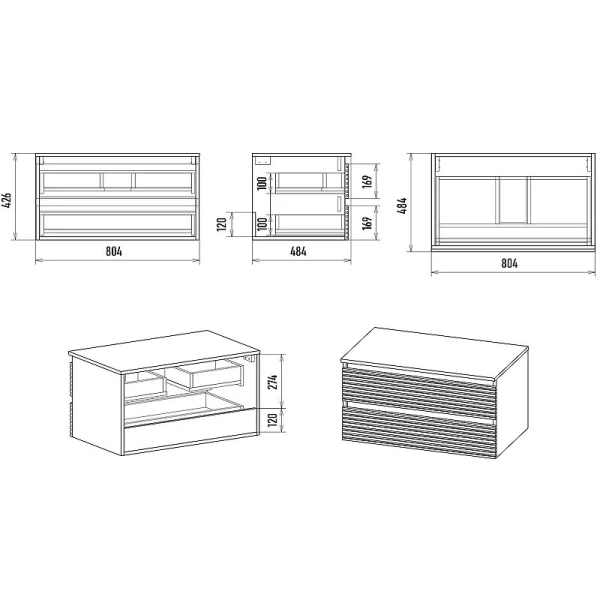 Тумба под раковину подвесная Brevita Dakota 60 см дуб галифакс олово, белый, в наличии - фото 2